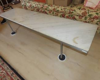 MCM chrome and marble top coffee table.