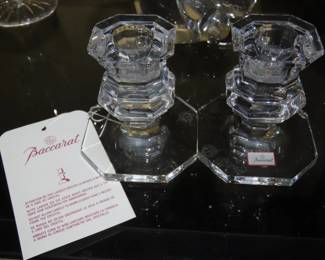 Pair of Baccarat crystal candle sticks.