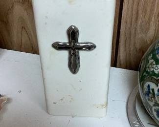 White Ceramic Cross Vase