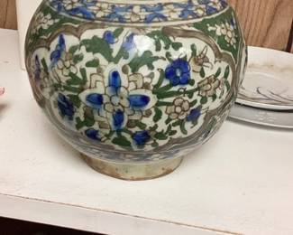 Hand-Painted Floral Glazed Pot