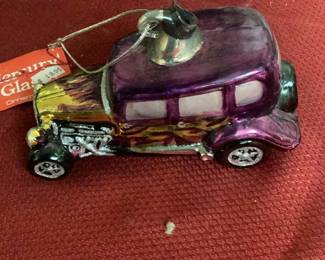 Mercury Glass Purple Car Ornament