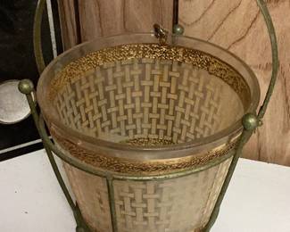 Brass-Frame Decorative Glass Basket