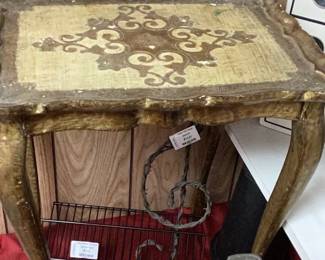 Hand-Painted Gold Accent Side Table