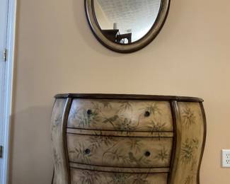 Entryway table with matching mirror.