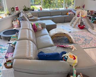 Italian leather power reclining sectional sofa