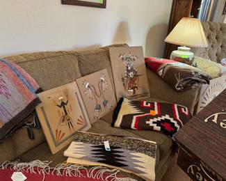 Navajo rugs, sand, art really really wonderful items