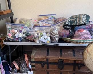 Lots of beading and Sewing items also another wonderful trunk