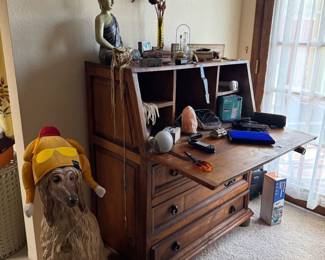 Wonderful fold down desk with drawers, Antique