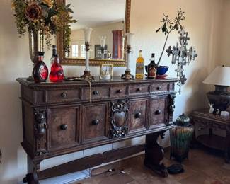 Wonderful angel embellished hand carved Antique Mexican buffet