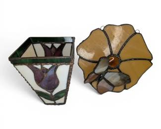 Stained Glass Butterfly Wall Hanging  Floral Candle Holder