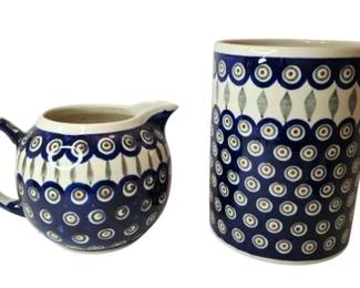 Bolesawiec Handmade Polish Pottery Utensil Holder  Pitcher
