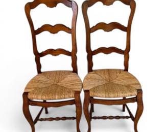 Two Wooden Rush Seat Chairs