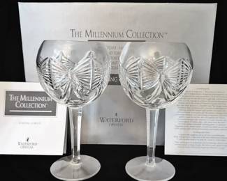Waterford Crystal Millennium Collection Happiness Toasting Goblets