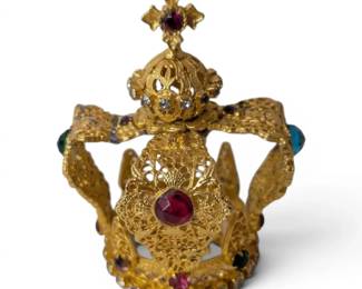 GoldToned Crown w Colorful Glass Gems