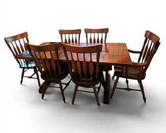 Kling Farmhouse Style Wood Table  6 Chairs