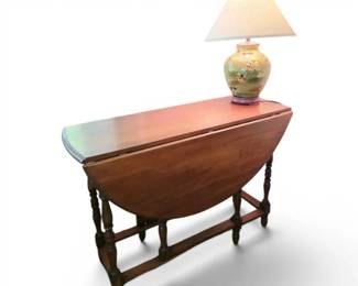 DropLeaf Wooden Console Table w Drawer  Farm Scene Lamp