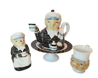 Dept. 56 Jam Bon Chef Pigs Cake Stand, Coffee Pot  More