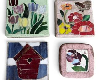 Four Floral Mosaic Garden Stepping Stones
