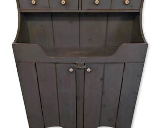 Country Blue Rustic Dry Sink W Ceramic Knobs
