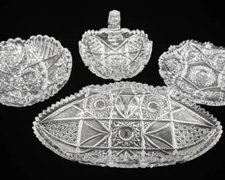 EAPG Sawtooth Cut Crystal Glassware