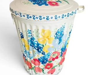 HandPainted Floral Trash Can Hamper