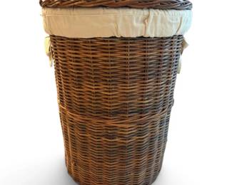 Wicker Laundry Hamper With Canvas Liner  Lid