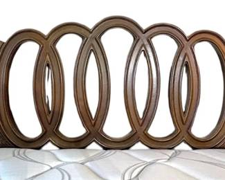 MidCentury KingSize Cane Back Headboard  Bed Frame
