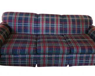 Plaid Navy Blue  Cranberry Sofa