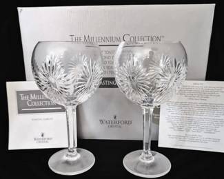 Waterford Crystal Millennium Collection Health Toasting Goblets