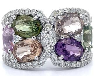 Walter Gruen 6.65 Carat RARE UNHEATED Natural Sapphire & Natural Diamond Ring in Platinum w/ GIA Report