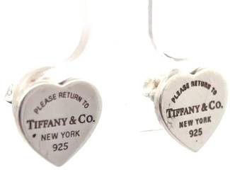 Tiffany & Co. Return to Tiffany Heart Tag Stud Earrings w/ Jewelry Pouch