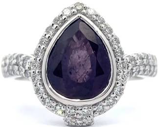 3.50 Carat Natural Kashmir Sapphire & Natural Diamond Ring in Platinum w/ GIA Report