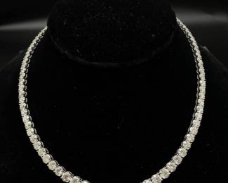 36.10 Carat Natural Diamond Tennis Necklace in Platinum