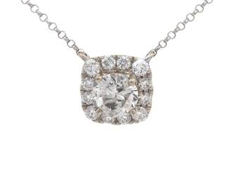 1.26 Carat Natural Diamond Pendant Necklace in 18K White Gold