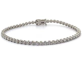 Sparkling 3.39 Carat Brilliant Diamond Three-Prong Tennis Bracelet in 14k White Gold