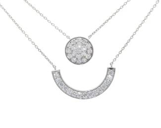 1.54 Carat Diamond Crescent Moon & Sun Double Layering Necklace