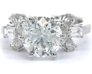 3.24 Carat Natural Diamond Ring in 18K White Gold