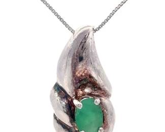Scalloped Shell Design Natural Emerald Pendant