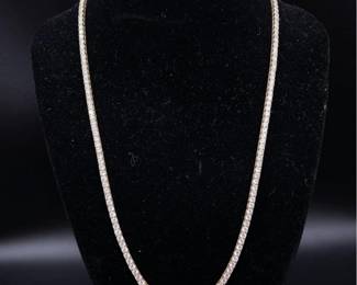 Impressive 10.35 Carat Diamond Tennis Chain Necklace in 14k Yellow Gold w/ Certification