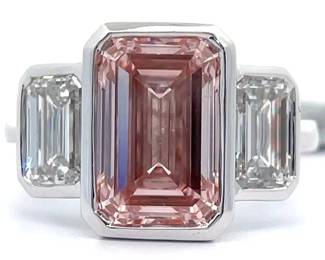 6.56 Carat Pink & White Lab-Grown Diamond Ring in 14K White Gold w/ IGI Reports