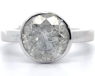 3.01 Carat Natural Diamond Ring in 18K White Gold