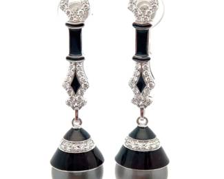 2.51 Carat Natural Diamond & South Sea Pearl Drop Earrings in 14K White Gold