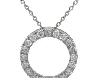 0.50 Carat Diamond Floating Eternity Circle Pendant Necklace