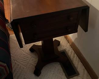 Drop leaf two drawer table 