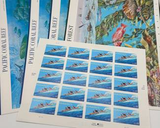Lot #11 Marine Life & Pacific Coral Reef U.S. Postage Stamp Sheets – Unused Commemorative Stamp Collection