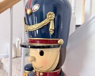 Lot #79 Large Traditional Wooden Nutcracker Soldier with Drum | Holiday Christmas Decor | Classic Toy Soldier Display