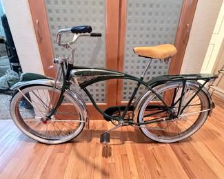 Lot #83 1949 Schwinn Phantom Balloon Tire Cruiser Bicycle – Original Green Survivor – Serial No. C5897 – Classic Vintage Cruiser