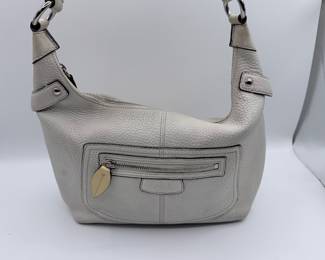 Lot #187 Coach Pebbled Leather Hobo Handbag – Ivory Designer Shoulder Bag – Style F14680