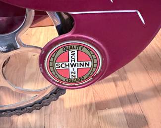 Lot #82 Vintage Schwinn Phantom Balloon Tire Cruiser Bicycle – Original Red Phantom with Tank, Whitewall Tires & Rear Rack