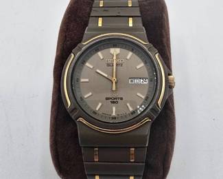 Lot #160 Seiko Two-Tone Quartz Men's Wristwatch – Day-Date Watch with Titanium Case & Bracelet – Vintage Dress Watch